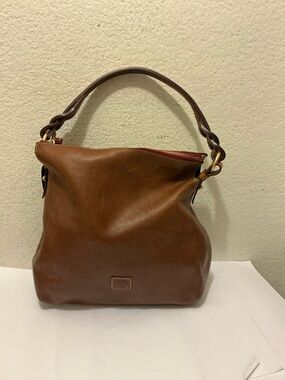 Dooney & Bourke Natural Brown Florentine Leather Hobo with Braided Strap! GUC!!